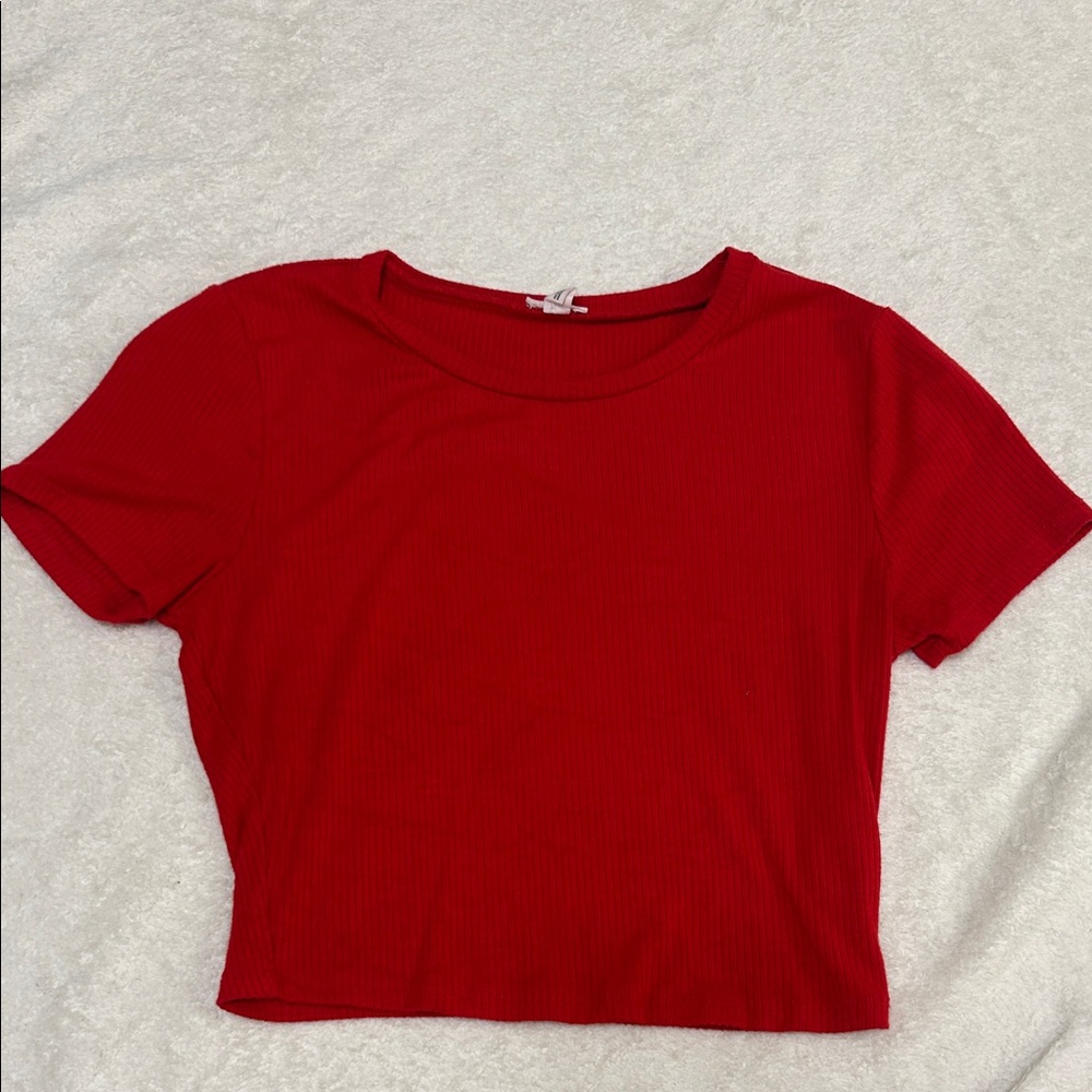 Ribbed Short Sleeve Crop Top